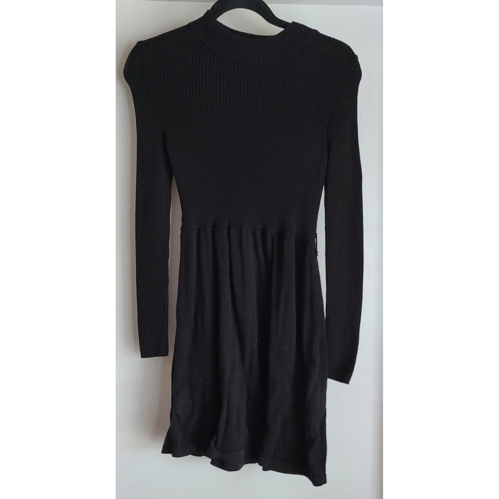 Free People Womens XS Black Long Sleeve Mini Dress Casual Boho Whimsygoth LBD